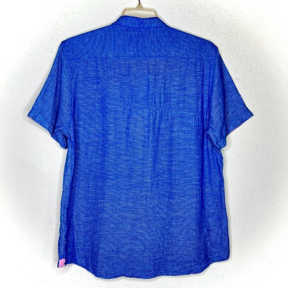 Report Collection Men's Short  Sleeve Button Down Soft Linen Blend Shirt XL - Picture 3 of 7